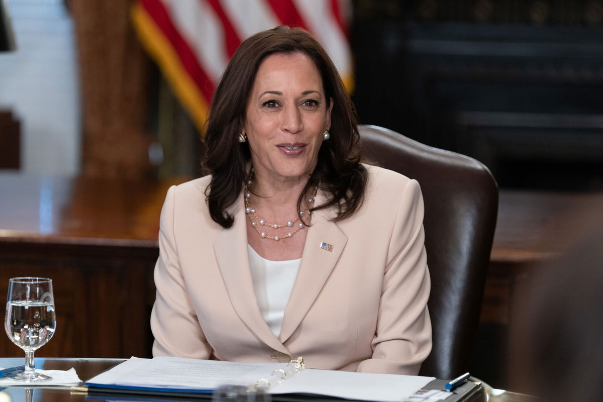 <i>Chris Kleponis/CNP/Bloomberg/Getty Images</i><br/>Vice President Kamala Harris will travel to Paris and meet with French President Emmanuel Macron next month