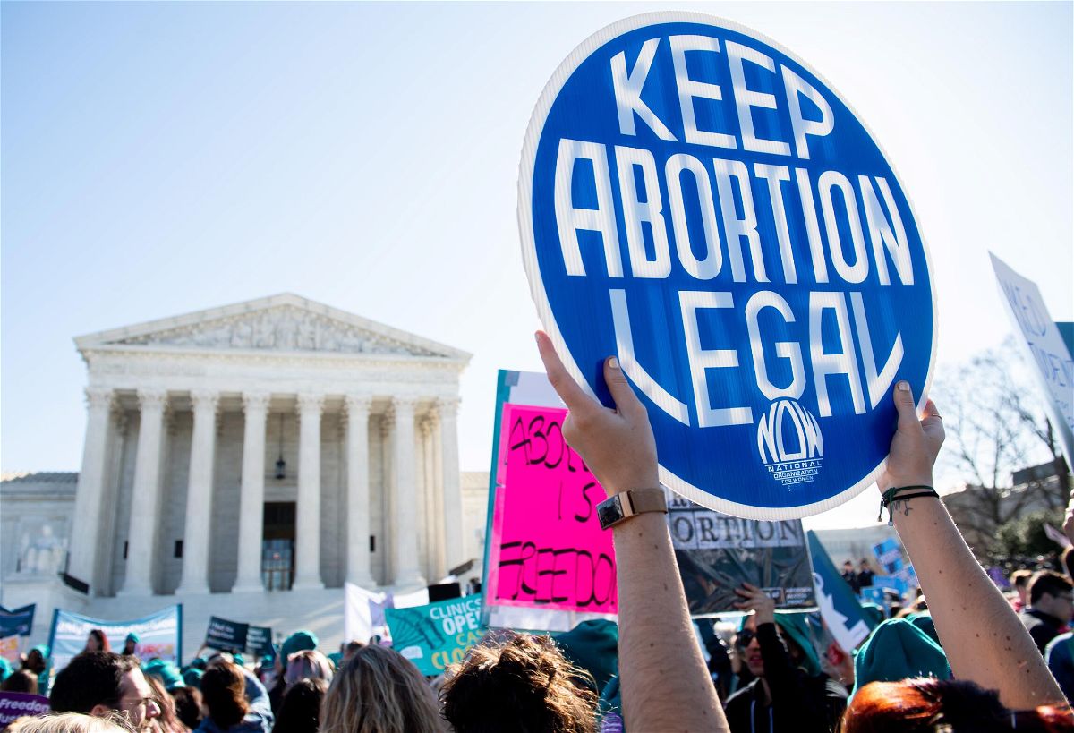<i>Saul Loeb/AFP/Getty Images</i><br/>Pro-choice activists supporting legal access to abortion protest during a demonstration outside the US Supreme Court in Washington