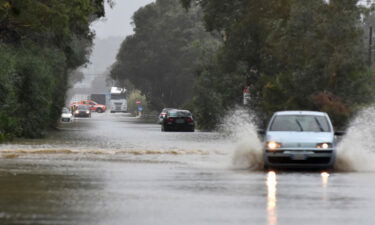 The flooded road from Catania to Syracuse due to the flooding of rivers and streams in Catania