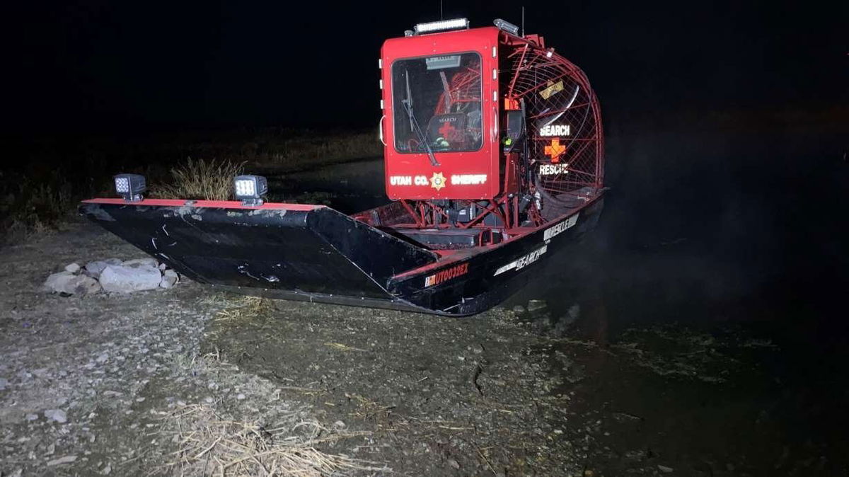 <i>Utah County Sheriff's Office/KSL</i><br/>Police used an airboat to rescue a 19-year-old woman who was stuck in the mud in Utah Lake for about two hours on November 21.