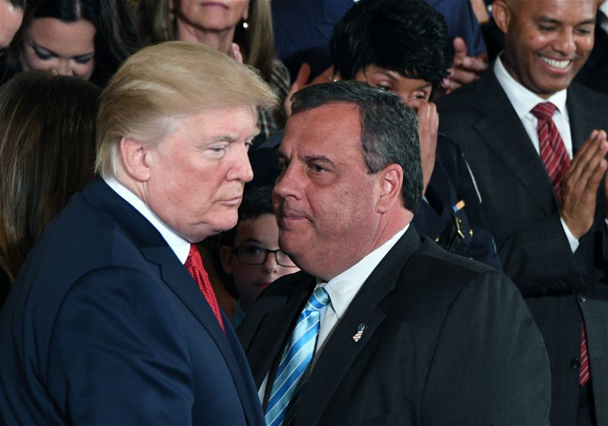 <i>Jim Watson/AFP/Getty Images</i><br/>Governor Chris Christie(R-NJ) speaks with US President Donald Trump (L) on October 26