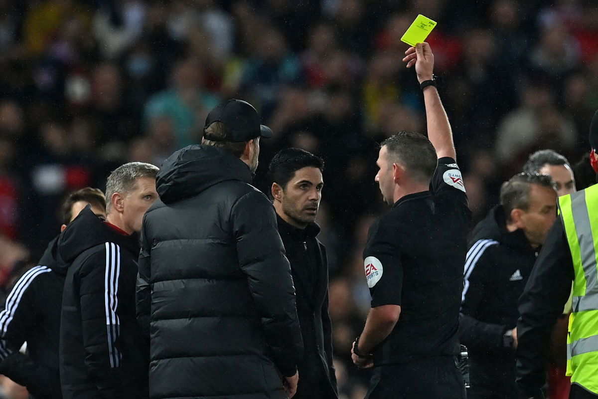 <i>PAUL ELLIS/AFP/AFP via Getty Images</i><br/>Arsenal boss Mikel Arteta played down his furious touchline row with Liverpool head coach Jurgen Klopp during the Gunners' 4-0 defeat at Anfield.