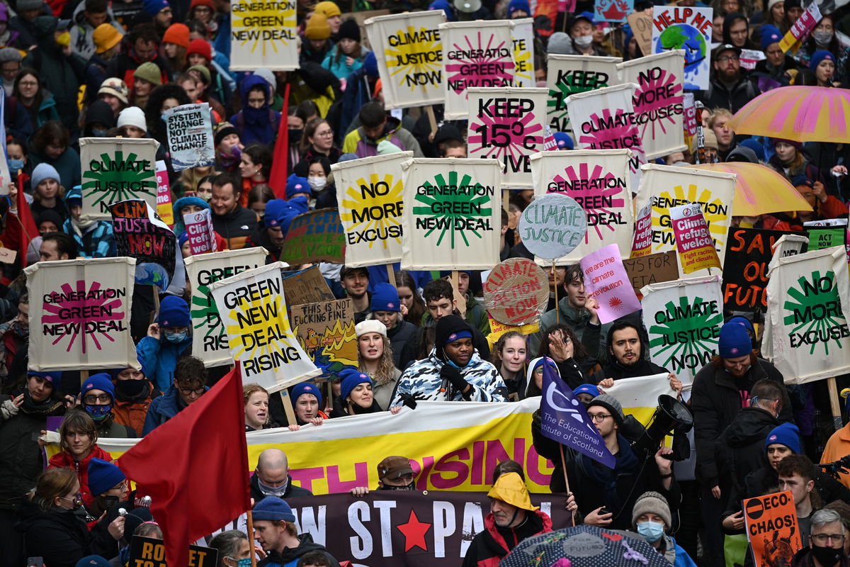 <i>Jeff J Mitchell/Getty Images</i><br/>Climate protestors gather for the Global Day of Action for Climate Justice march on November 6