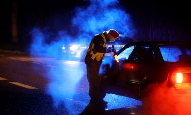 Military police conduct checks on vehicles near the border on Monday night.