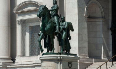 The statue of former President Theodore Roosevelt