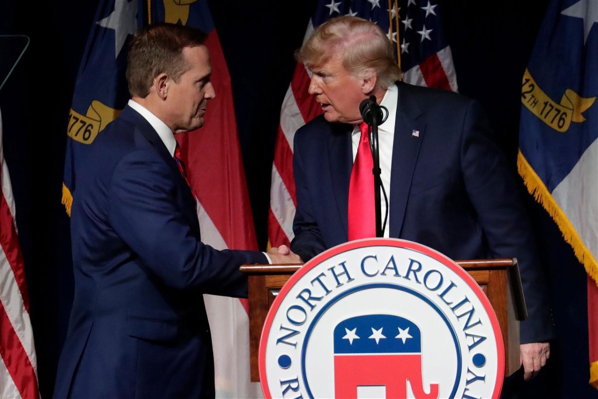 <i>Chris Seward/AP</i><br/>Trump announces his endorsement of North Carolina Rep. Ted Budd