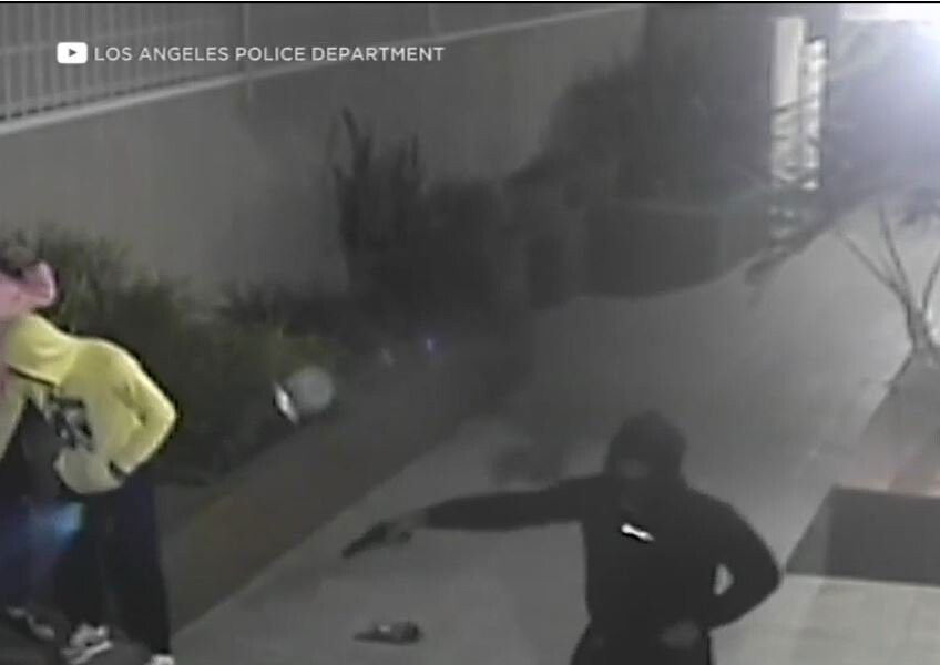 <i>LAPD/KABC</i><br/>Startling footage released by Los Angeles police shows the moment multiple suspects held two people at gunpoint during a follow-home robbery in Hollywood.