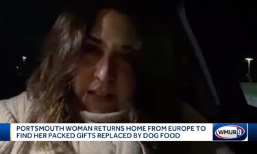 Gina Sheldon returns from Europe to find gifts packed in luggage replaced by dog food.