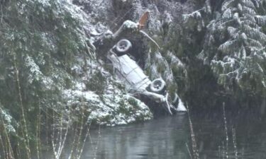 Cowlitz County Fire District #5 Chief Victor Leatzow says the driver was coming down when she slid off the road and went into an embankment