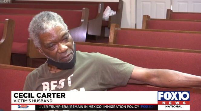 <i>WALA</i><br/>Cecil Carter sits in the Sunlight Missionary Baptist Church. His wife was shot and killed during Bible study on December 28.