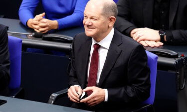 Olaf Scholz in the German Parliament after lawmakers voted him in as Chancellor.