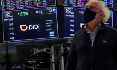 Traders work during the IPO for Chinese ride-hailing company Didi Global Inc on the New York Stock Exchange floor in New York on June 30.