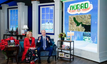 President Joe Biden and first lady Jill Biden speak with the NORAD Tracks Santa Operations Center on Friday