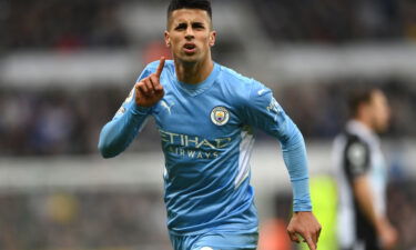 João Cancelo celebrates after scoring against Newcastle United at St. James Park on December 19