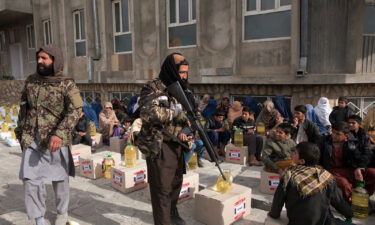 Turkey's Disaster and Emergency Management Presidency provides food aid to Afghan families in Kabul on December 7.