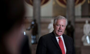 Former White House Chief of Staff Mark Meadows speaks to the press in Statuary Hall at the Capitol on August 22