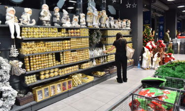 Costly Christmas decorations are on display at a shop in Beirut in December.