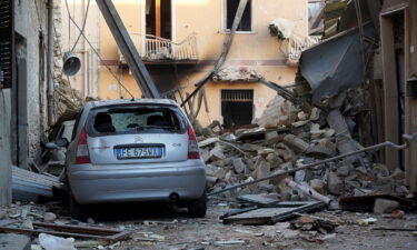 A general view of the scene where the building collapsed.