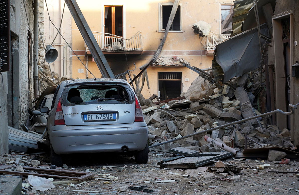 <i>Antonio Parrinello/Reuters</i><br/>A general view of the scene where the building collapsed.