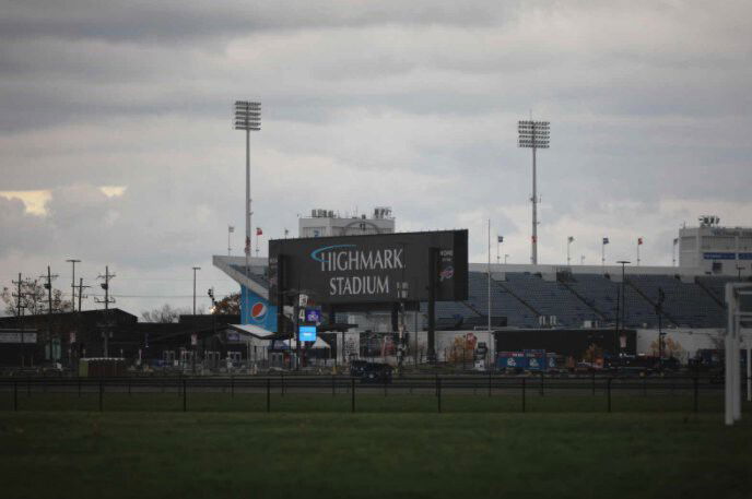 <i>Derek Gee/Buffalo News</i><br/>New York has been engaged in regular negotiations with the Bills and Erie County over the last few months to reach a financing agreement for a $1.4 billion facility to be built across the street from Highmark Stadium in Orchard Park.