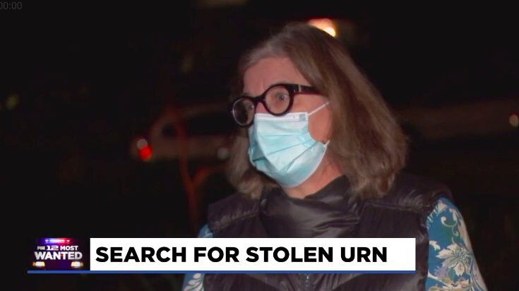 <i>KPTV</i><br/>Karin Bishop is upset about the urn that was stolen which contains her late husband’s remains.