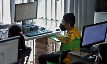 Gael Rojas attends a computer science class at the Escalerillas neighborhood in Chimalhuacan