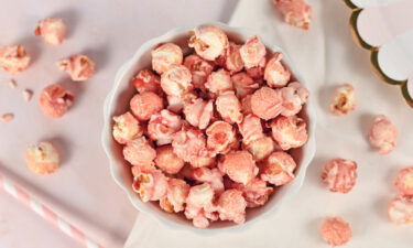 Pulverized freeze-dried strawberries give popcorn a pretty pink hue.