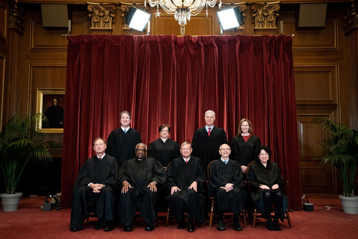 <i>Erin Schaff/Pool/Getty Images</i><br/>Members of the Supreme Court pose for a group photo at the Supreme Court in Washington