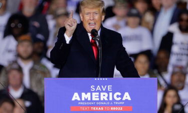 Former President Donald Trump speaks at a Save America Rally Saturday