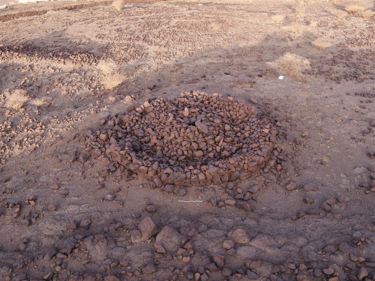 <i>Royal Commission for AlUla/AAKSA</i><br/>An infilled ringed cairn from the Khaybar Oasis in northwest Saudi Arabia.