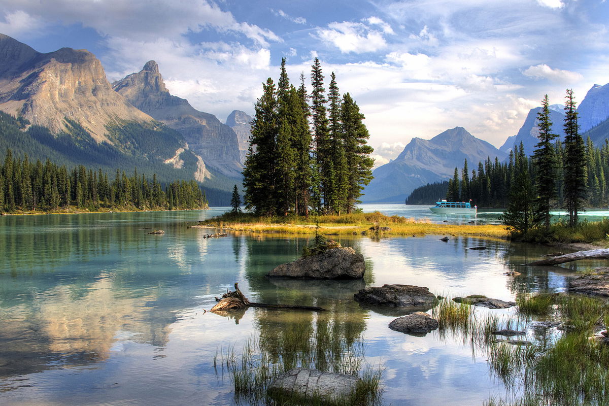 <i>Jeff Penner/Adobe Stock</i><br/>Spirit Island in Canada's Jasper National Park.