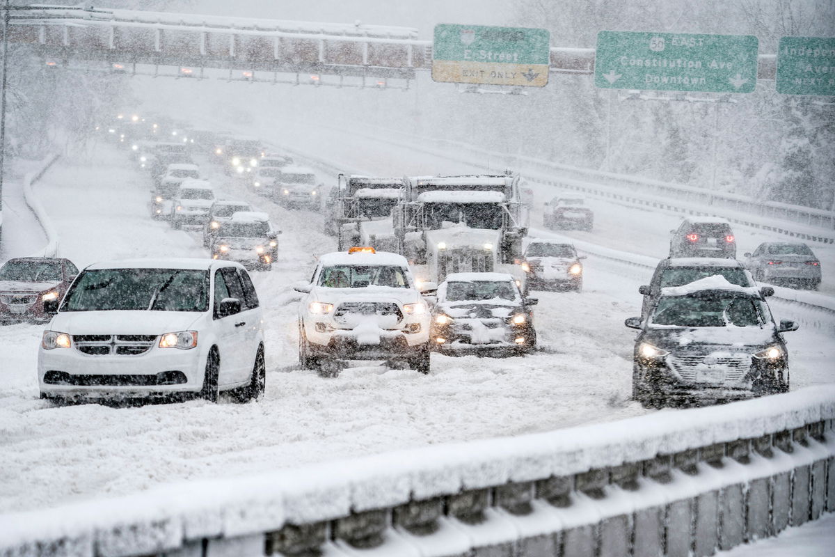 <i>Jack Gruber/USA Today</i><br/>Traffic came to a standstill on the Theodore Roosevelt Bridge heading intro Virginia from Washington