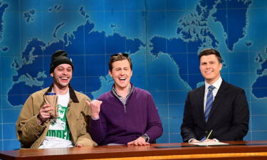 Pete Davidson  Alex Moffat and Colin Jost during Weekend Update on "Saturday Night Live" January 22.