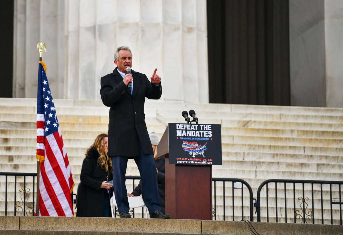 <i>Matthew Rodier/Sipa USA/AP</i><br/>At a rally against vaccine mandates in Washington