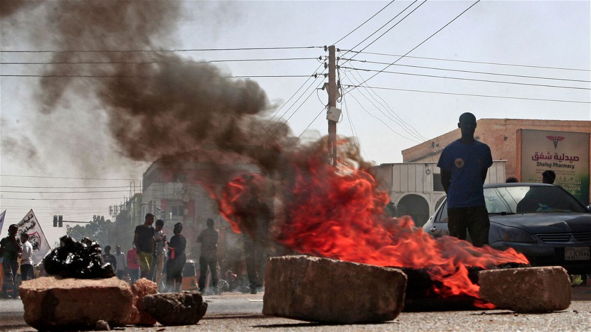 <i>AFP via Getty Images</i><br/>Demonstrators protest against last year's coup in Khartoum on January 17.
