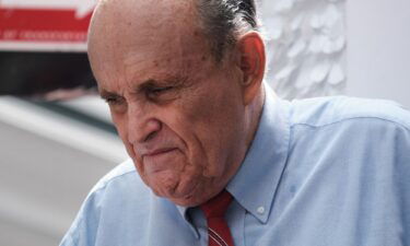 Former New York City Mayor Rudy Giuliani makes an appearance in support of fellow Republican Curtis Sliwa who is running for NYC mayor on June 21