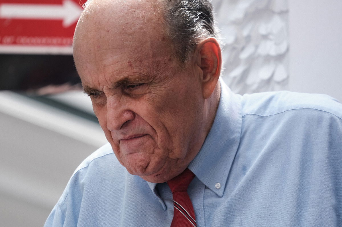 <i>Spencer Platt/Getty Images</i><br/>Former New York City Mayor Rudy Giuliani makes an appearance in support of fellow Republican Curtis Sliwa who is running for NYC mayor on June 21