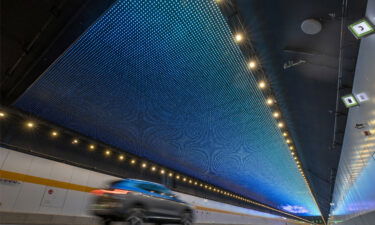 A view of the LED ceiling installed in the 10.79-kilometer tunnel under Lake Taihu.