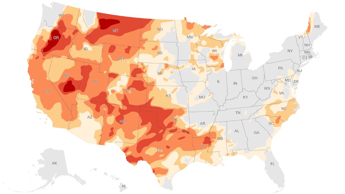<i>CNN/US Drought Monitor</i><br/>Almost all of the US drought is located west of the Mississippi River