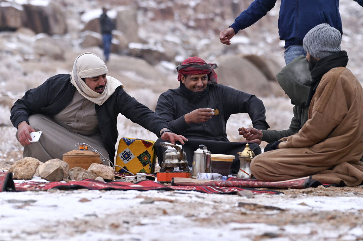 <i>Ibrahim Assiri/AFP/Getty Images</i><br/>Several recent snow and hailstorms in the region have transformed landscapes in and around Saudi Arabia