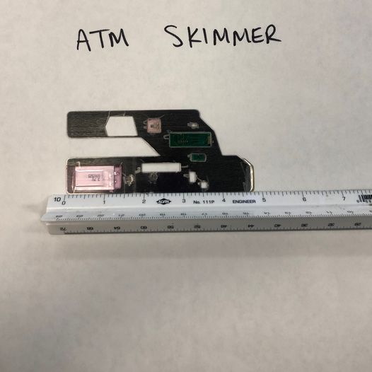 An ATM skimmer found by police. 