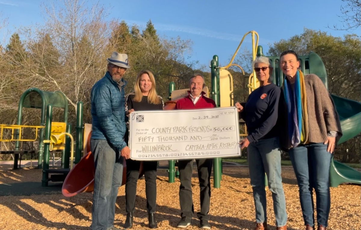 Check given by rotary club for park honoring Sgt. Gutzwiller. 