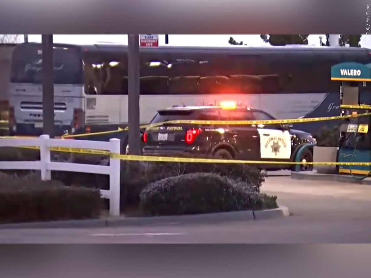 Greyhound bus where mass shooting in Oroville took place. 