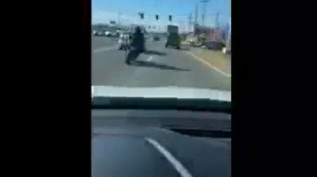 <i>Franklin Police/WSMV</i><br/>Franklin Police shared a video Thursday of a motorcycle driver wanting a physical altercation while driving.
