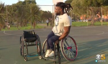 Matt Scott showed off his basketball skills on an abnormally-warm winter afternoon at Moscone Park.