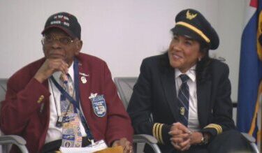 Lt. Col. James Harvey (left) and Capt. Carole Hopson (right) are seen here.