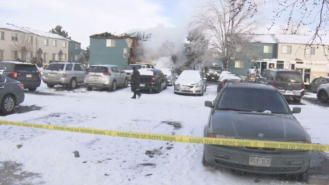 <i>KCNC</i><br/>Hours after an explosion that destroyed an eight-unit townhome building on Sheridan Boulevard in Westminster