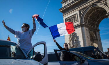 Protesters blocked traffic at the Arc de Triomphe in the French capital on February 12.