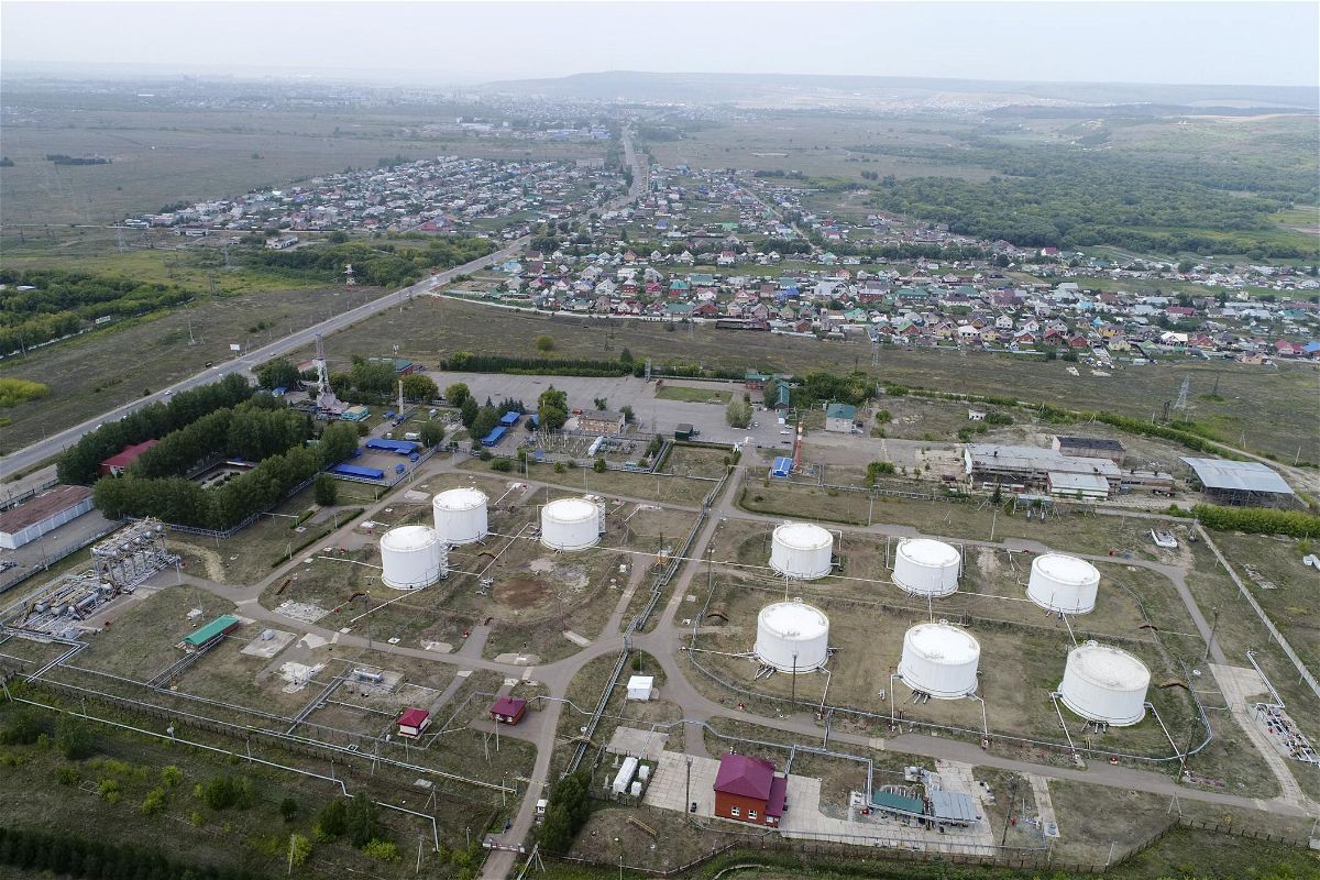 <i>Yegor Aleyev/TASS/Getty Images</i><br/>Oil prices are marching closer to $100 per barrel. Pictured are storage tanks at a facility operated by Almetyevneft
