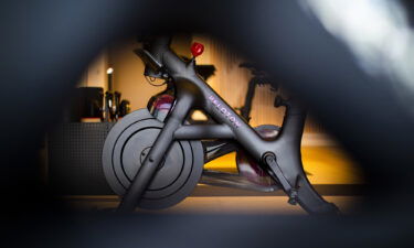 A Peloton stationary bike for sale at the company's showroom in Dedham